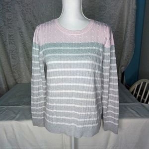 Croft & Barrow pink gray and white medium weight women's sweater M
